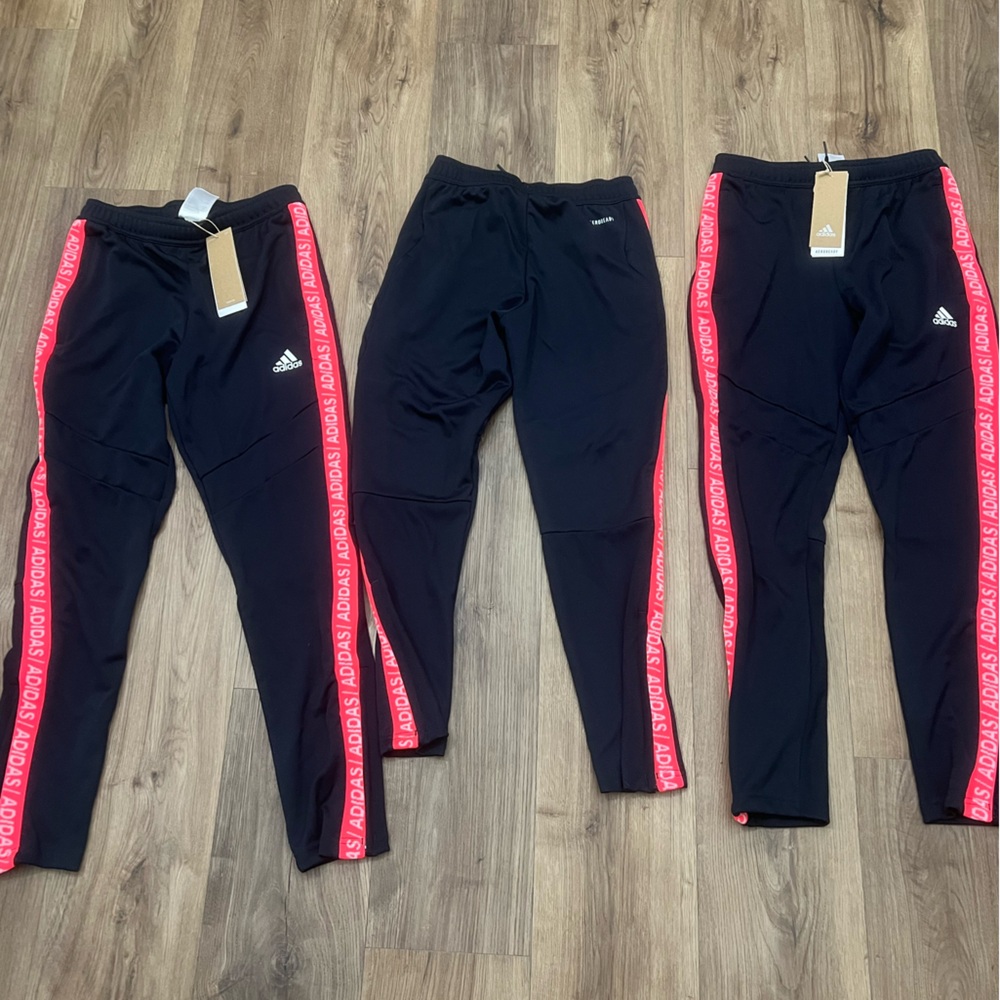 Adidas Kids Blue Joggers with Pink Stripes
